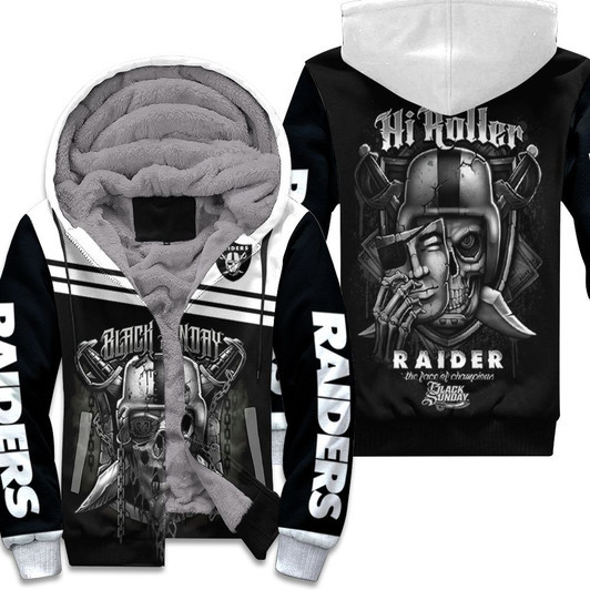 Oakland Raiders Black Sunday Skull 3D Fleece Hoodie