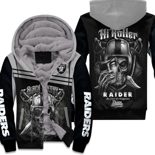 Oakland Raiders Black Sunday Skull 3D Fleece Hoodie