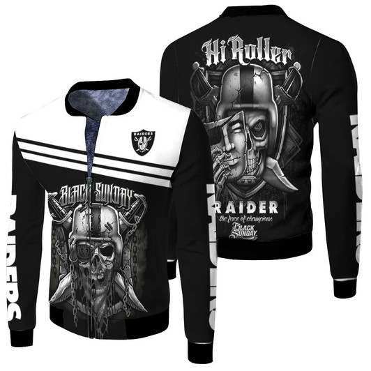 Oakland Raiders Black Sunday Skull Fleece Bomber Jacket