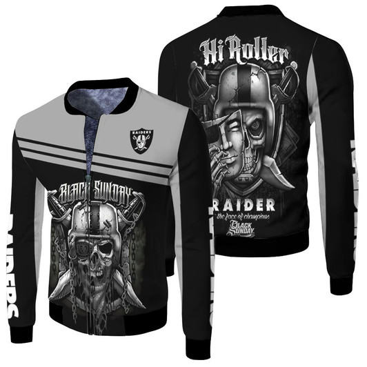 Oakland Raiders Black Sunday Skull Fleece Bomber Jacket