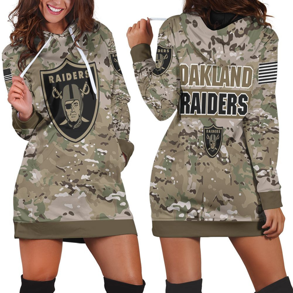 Oakland Raiders Camo Pattern 3d Hoodie Dress Sweater Dress Sweatshirt Dress