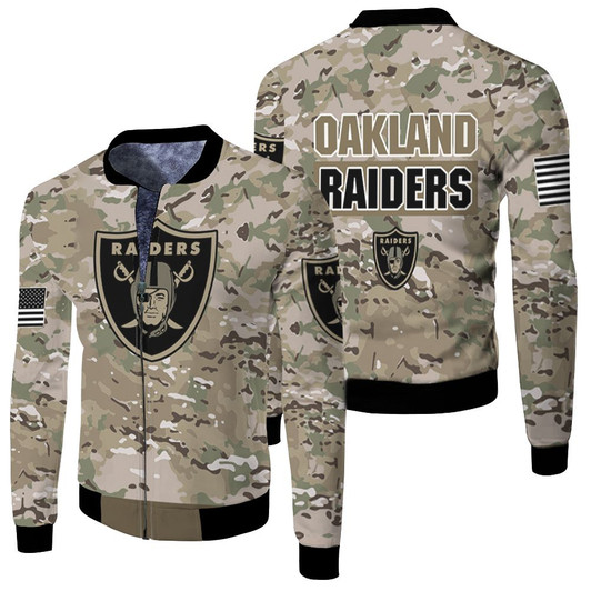 Oakland Raiders Camo Pattern Fleece Bomber Jacket