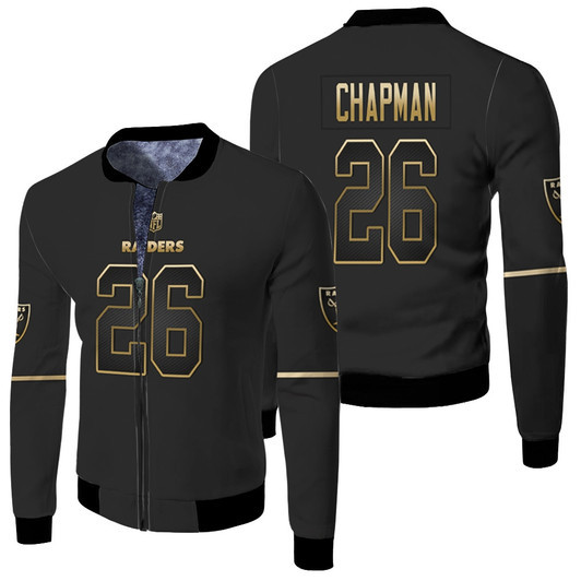 Oakland Raiders Clarence Chapman 26 Edition Black Golden Match Jersey Style Gift For Raiders Fans Fleece Bomber Jacket