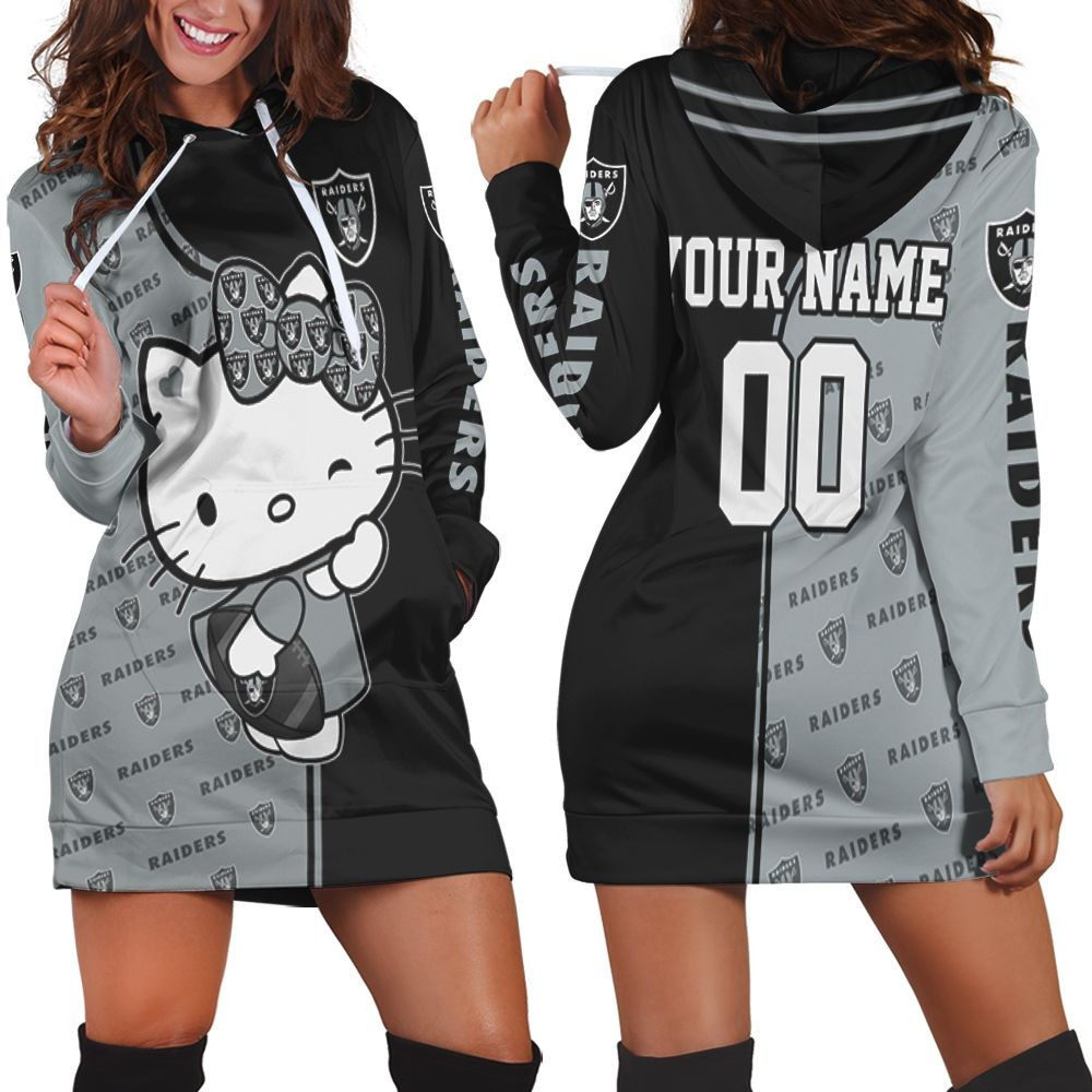 Oakland Raiders Hello Kitty Fans Personalized Hoodie Dress Sweater Dress Sweatshirt Dress