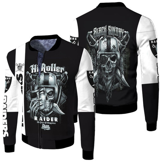 Oakland Raiders Hi Roller Skull Fleece Bomber Jacket