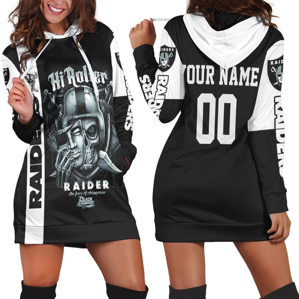 Oakland Raiders Hi Roller Skull Personalized Hoodie Dress Sweater Dress Sweatshirt Dress