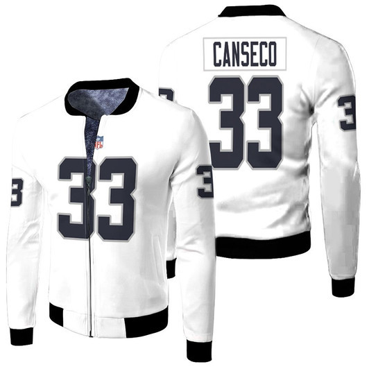 Oakland Raiders Jose Canseco 33 Nfl Retired Player Game White 2019 Jersey Style Gift For Raiders Fans Fleece Bomber Jacket