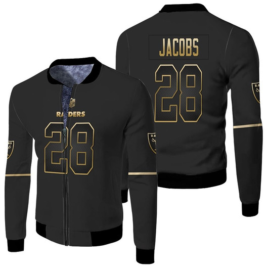 Oakland Raiders Josh Jacobs 228 Edition Black Golden Match Jersey Style Gift For Raiders Fans Fleece Bomber Jacket