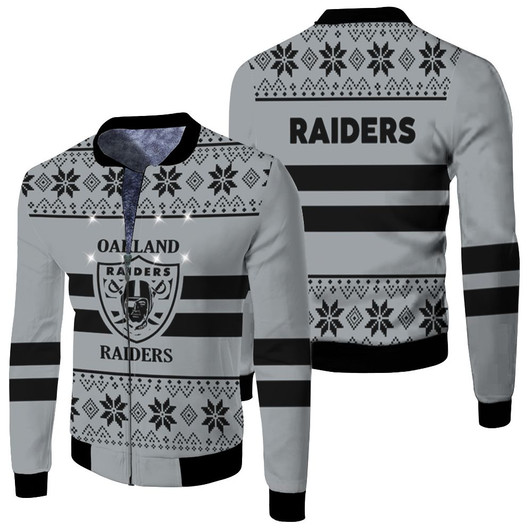 Oakland Raiders Light Up Ugly Fleece Bomber Jacket