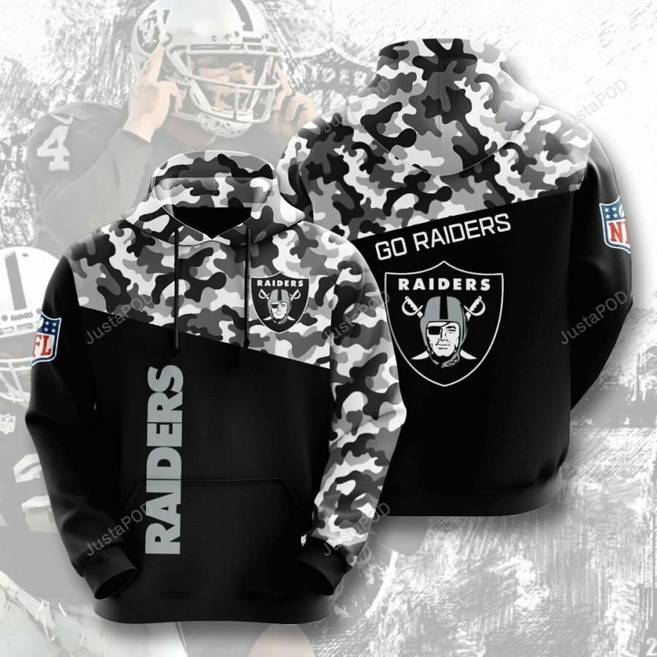 Oakland Raiders Nfl 3d All Over Print Hoodie