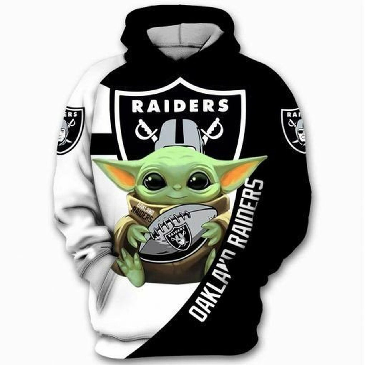 Oakland Raiders Nfl Baby Yoda Starwars Sweatshirt 3d Hoodie Sweatshirt