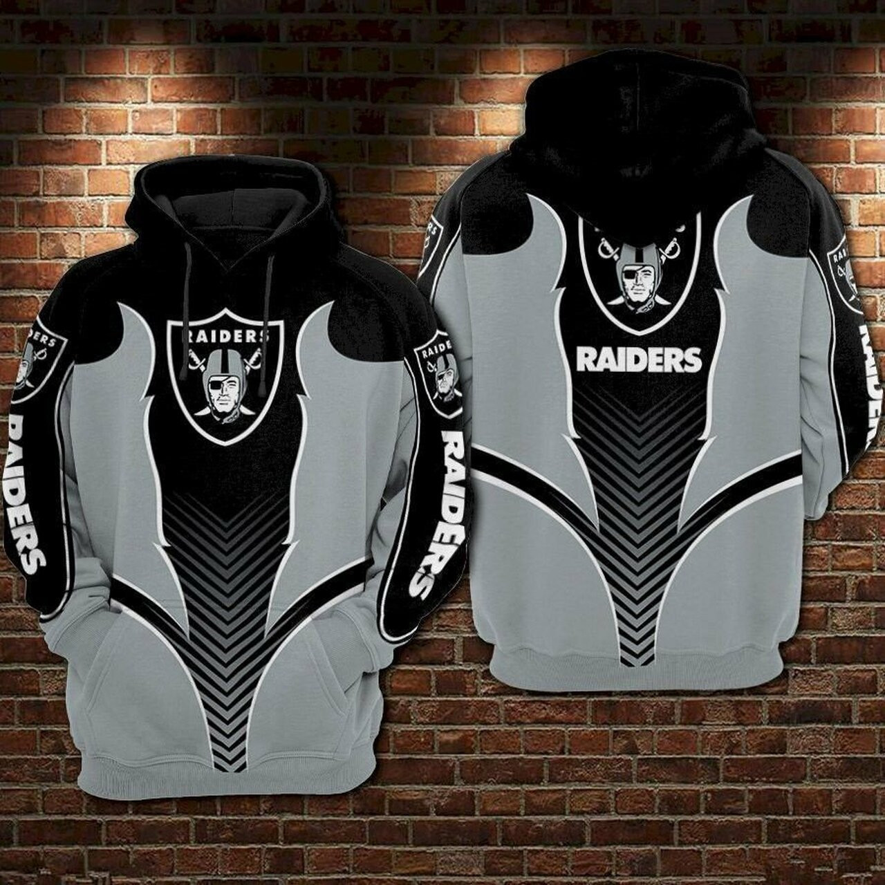 Oakland Raiders Nfl Gray 3d Hoodie Sweatshirt