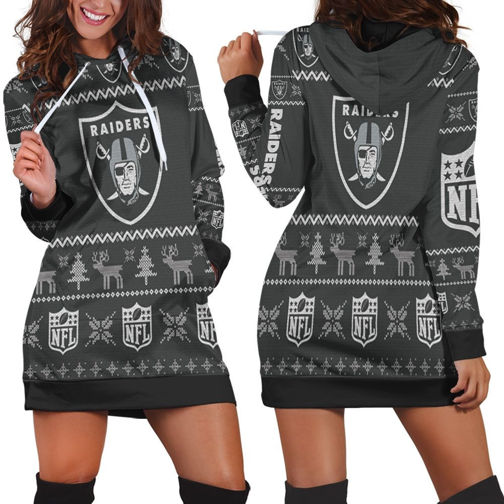 Oakland Raiders Nfl Ugly Sweatshirt Christmas 3d Hoodie Dress For Women