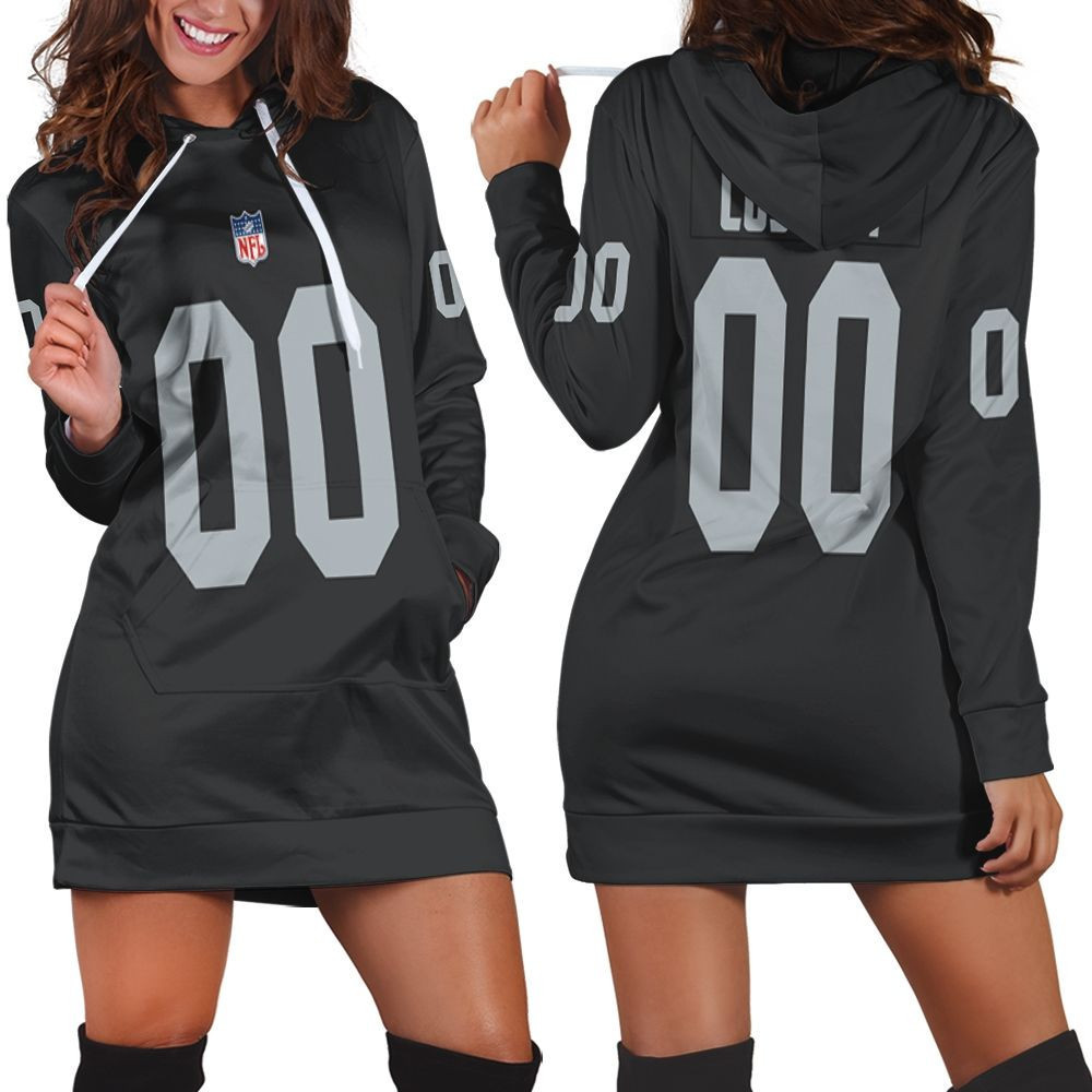 Oakland Raiders Personalized Custom Game Black Jersey Inspired Style Hoodie Dress Sweater Dress Sweatshirt Dress