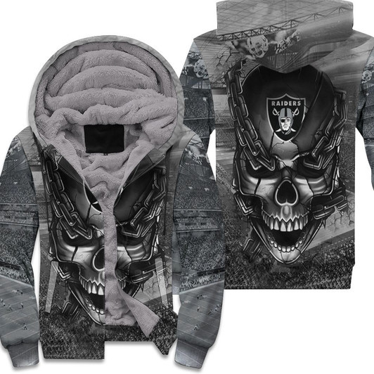 Oakland Raiders Skull Chains 3D Fleece Hoodie