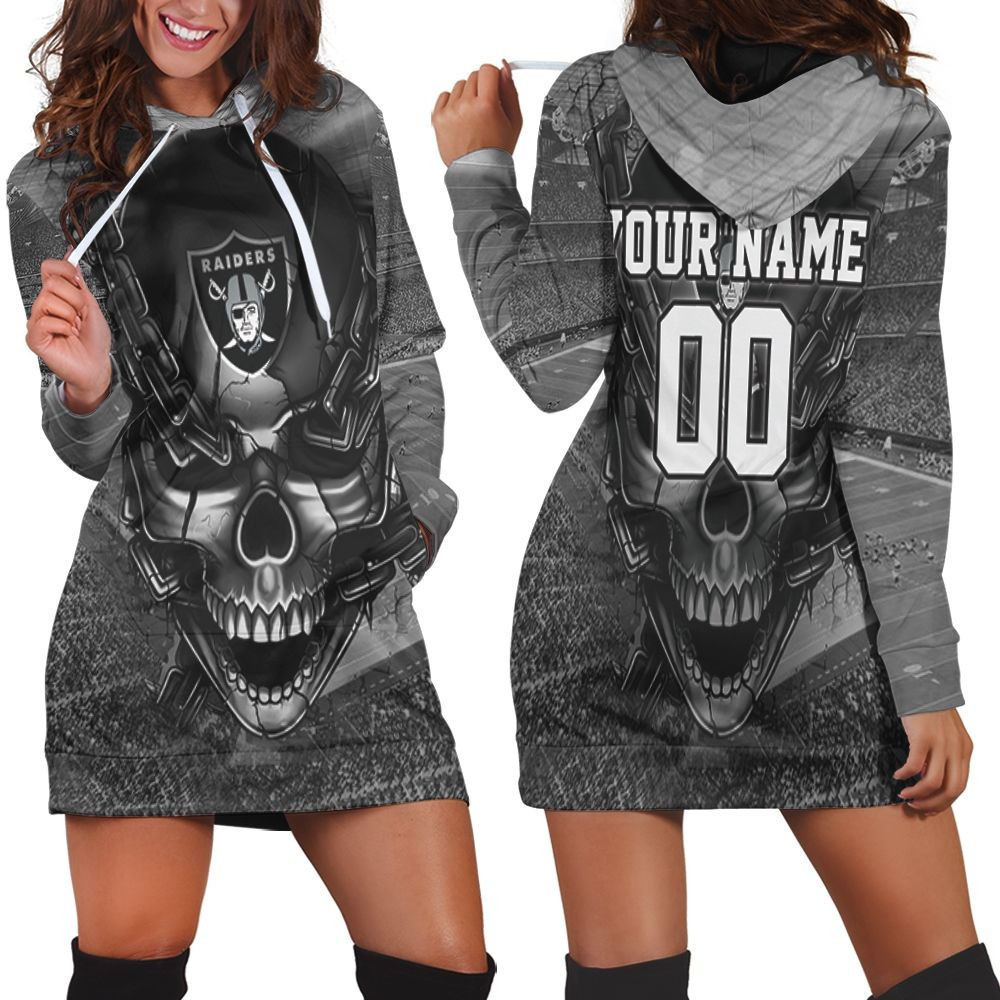 Oakland Raiders Skull Chains Personalized Hoodie Dress Sweater Dress Sweatshirt Dress