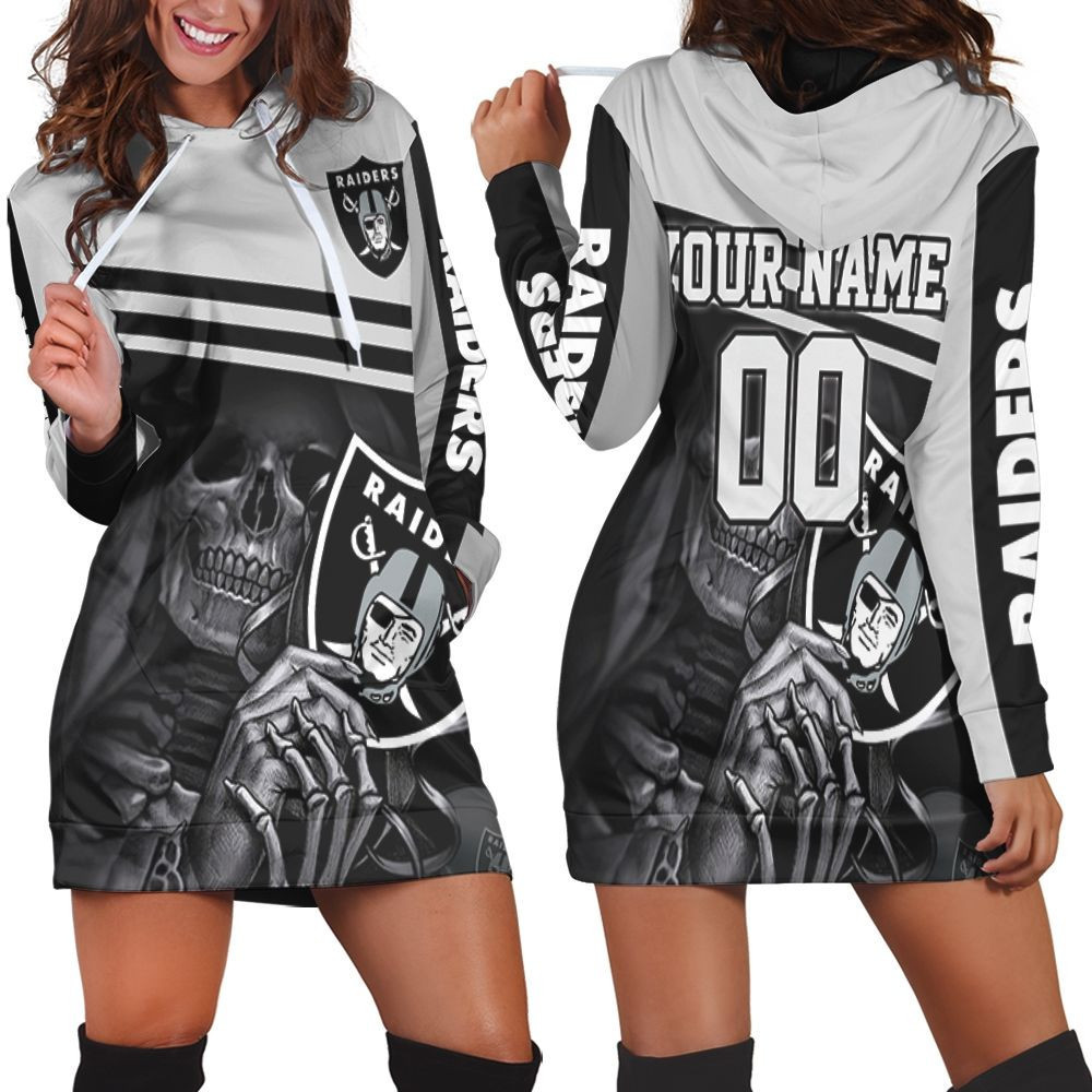 Oakland Raiders Skull Maiden Fans Personalized Hoodie Dress Sweater Dress Sweatshirt Dress