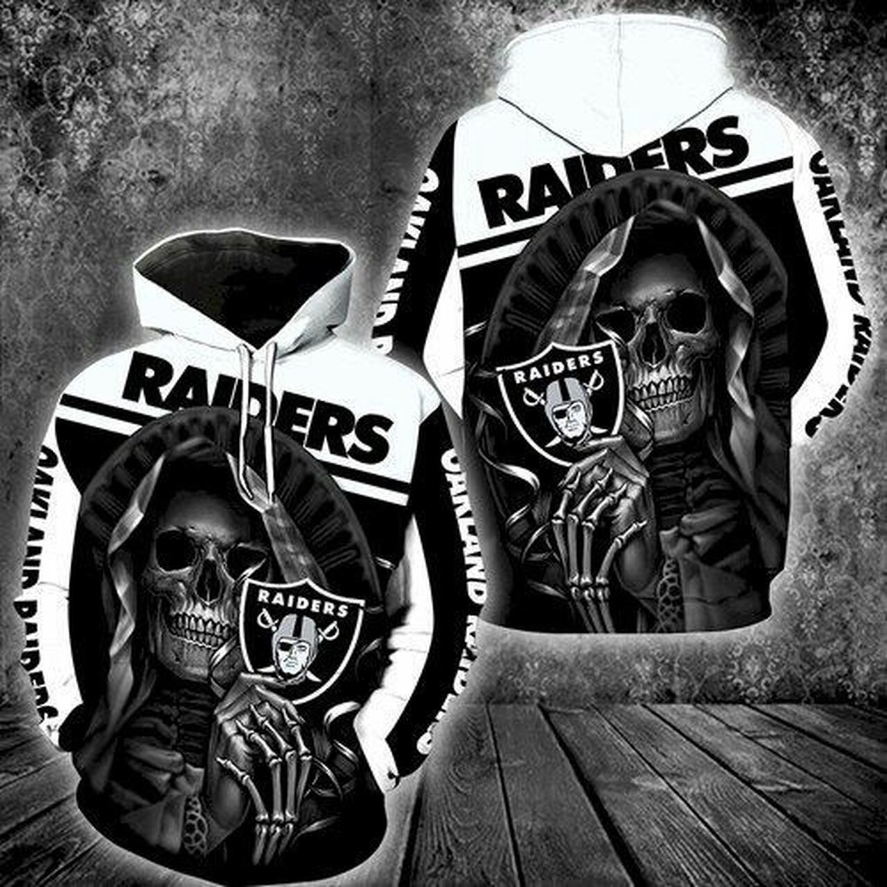 Oakland Raiders Skull New All Over Print Hoodie 3d Men And Women