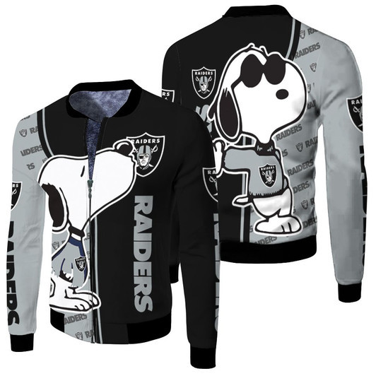 Oakland Raiders Snoopy Kiss Fleece Bomber Jacket