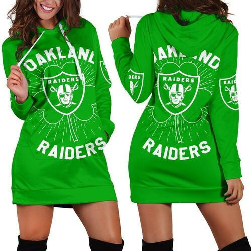 Oakland Raiders St Patricks Day Hoodie Dress Sweater Dress Sweatshirt Dress 3d All Over Print For Women Hoodie