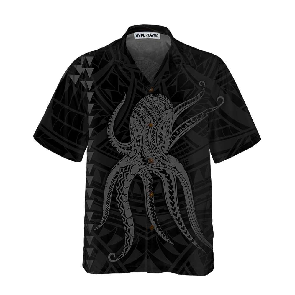 Octopus In Polynesian Style Hawaiian Shirt Unique Octopus Shirt For Men