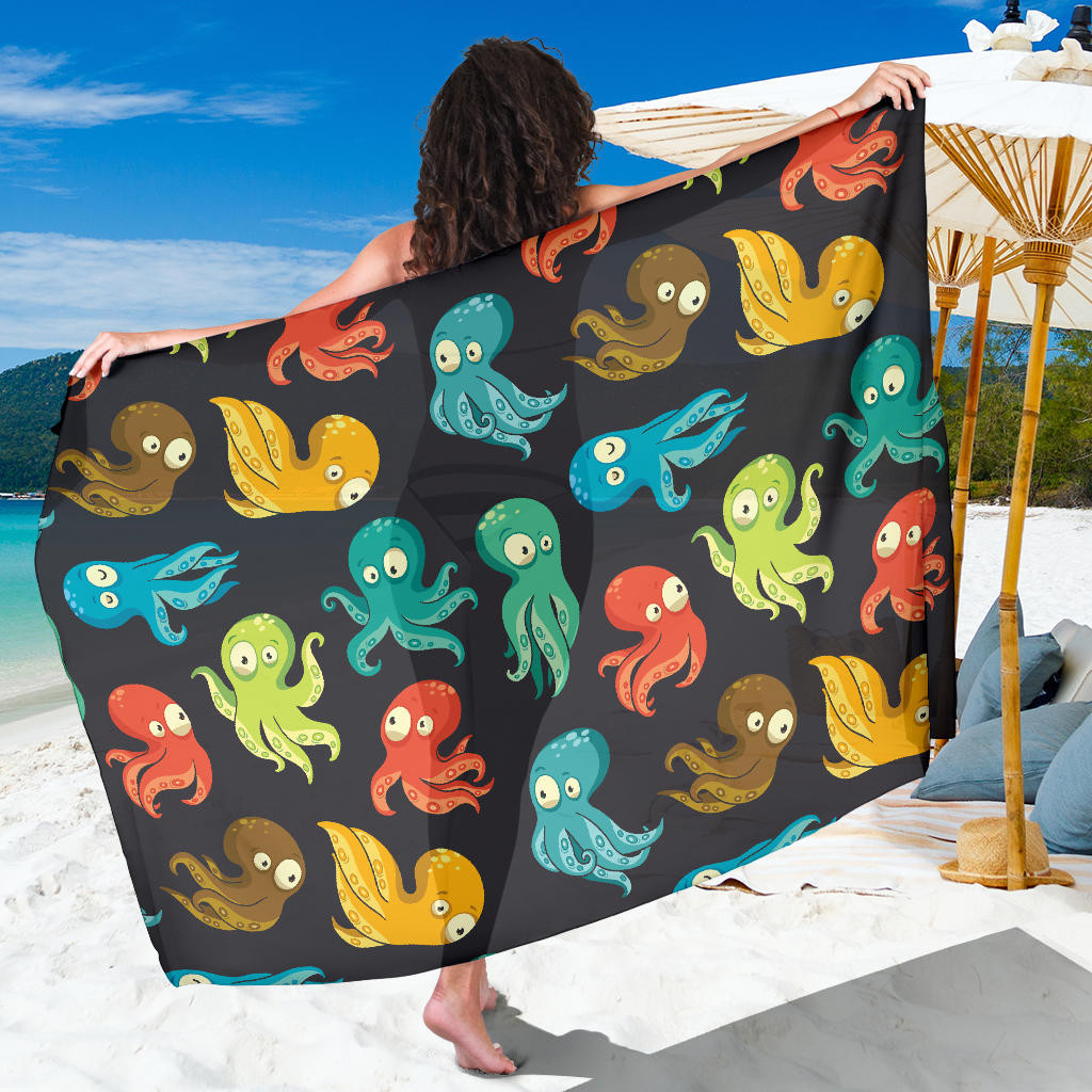 Octopus Pattern Print Sarong Cover Up Octopus Pareo Wrap Skirt Dress