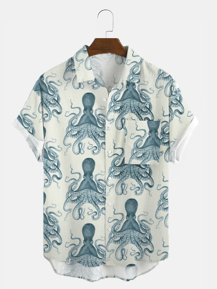 Octopus Printed Hawaiian Shirts Summer Hawaiian