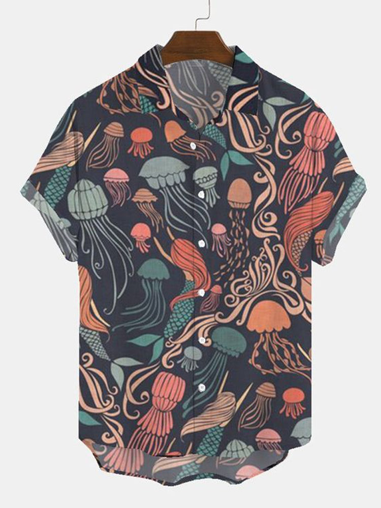 Octopus Printed Hawaiian Shirts Summer Hawaiian, Short Sleeve Hawaiian Shirt