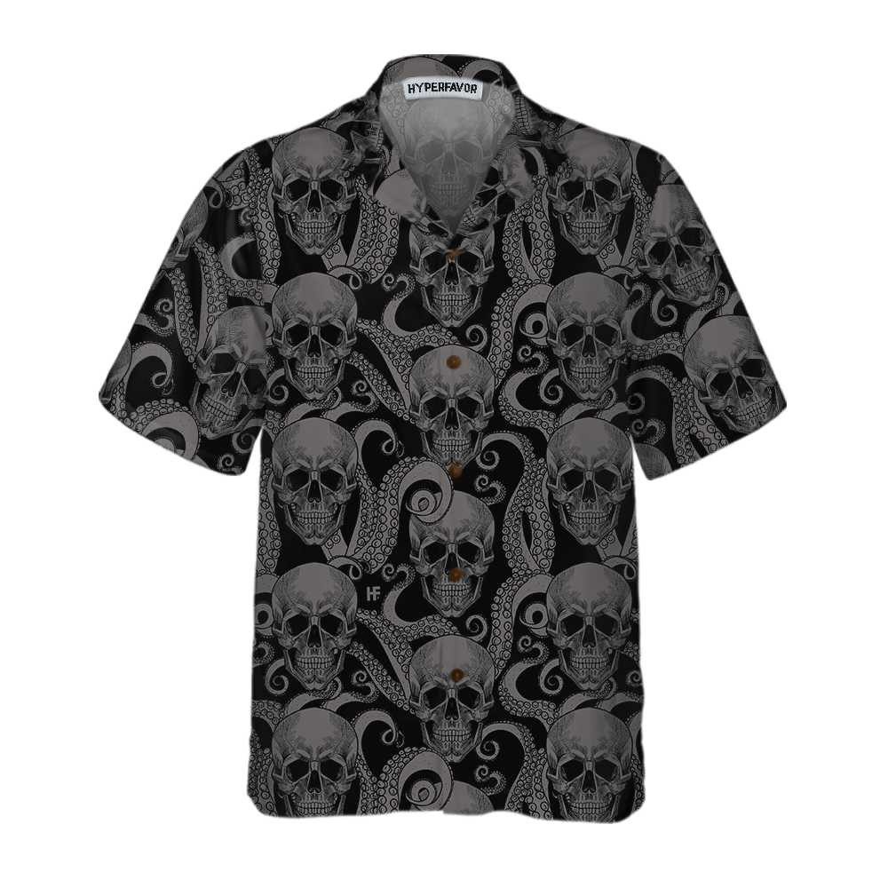 Octopus Tentacles And Skull Hawaiian Shirt Cool Octopus Hawaiian Shirt Skull Octopus Shirt For Men And Women