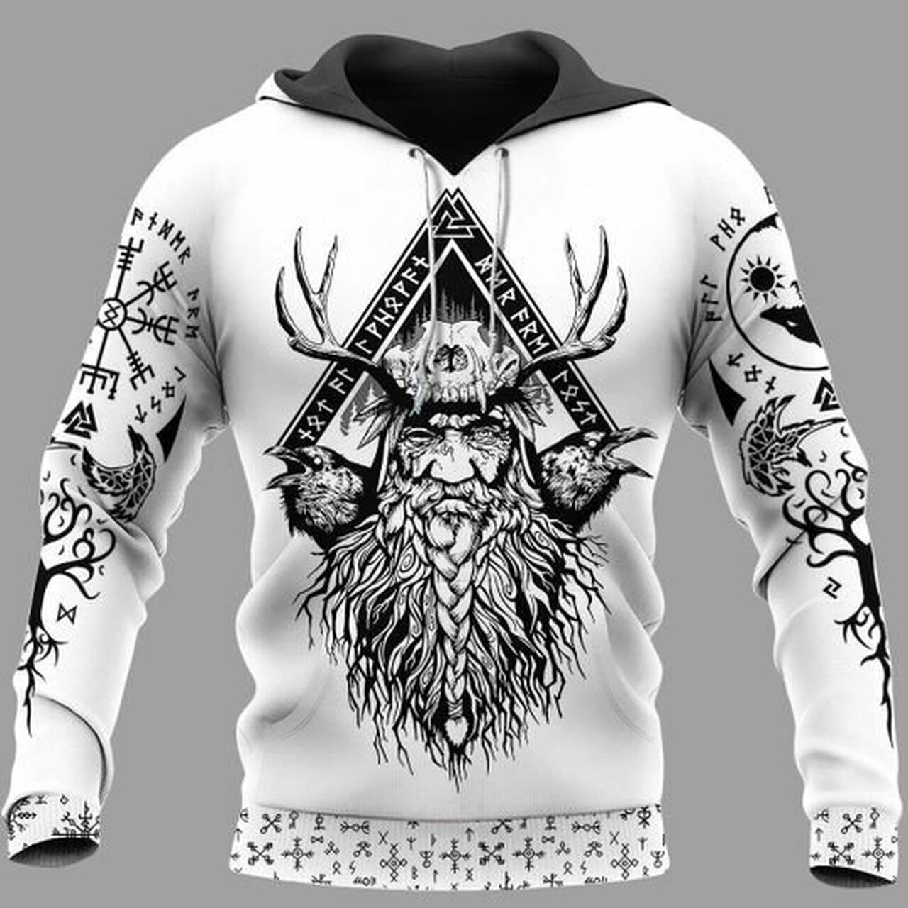 Odin Raven And Yggdrasil 3d All Over Print Hoodie