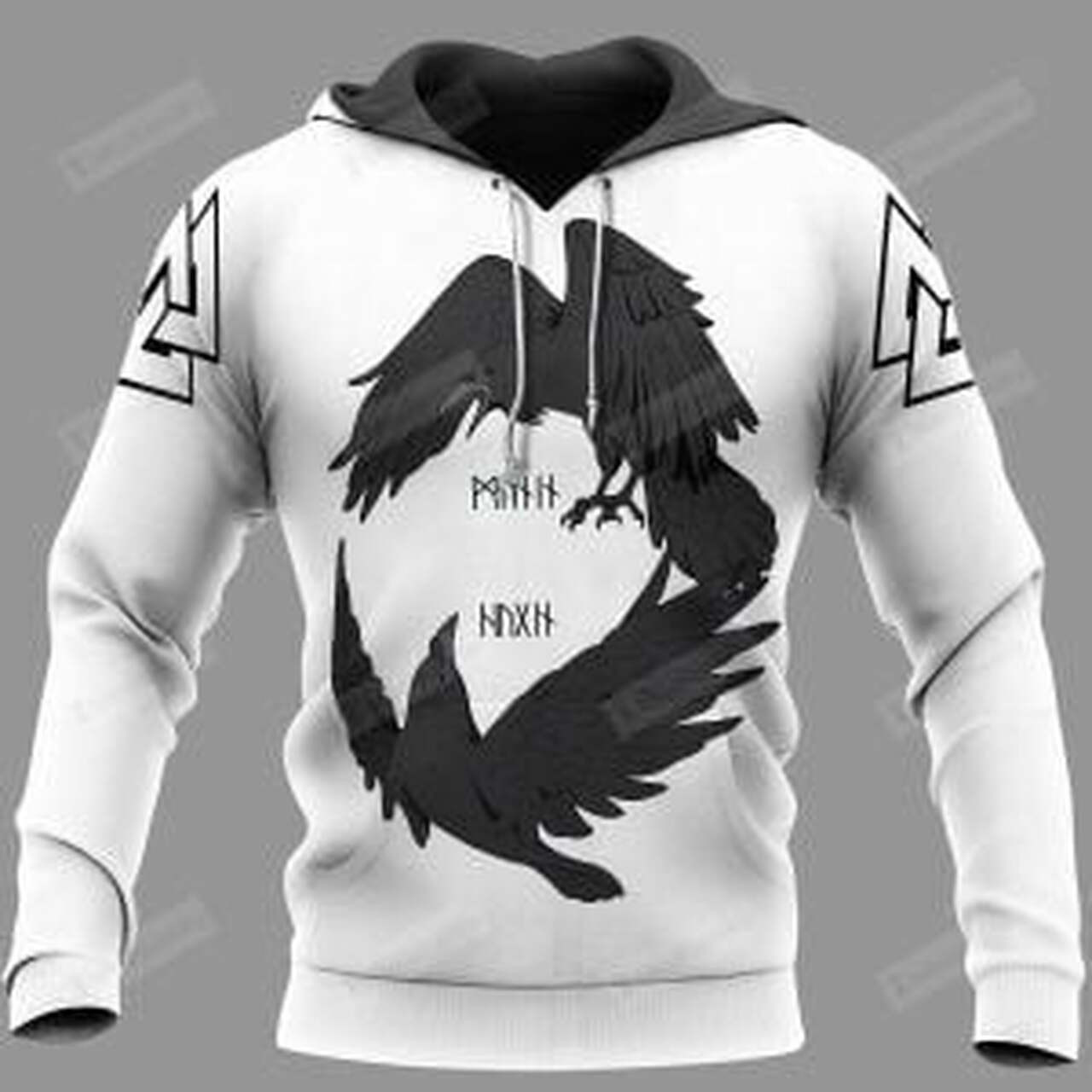 Odins Ravens Huginn And Muninn Viking 3d All Over Print Hoodie