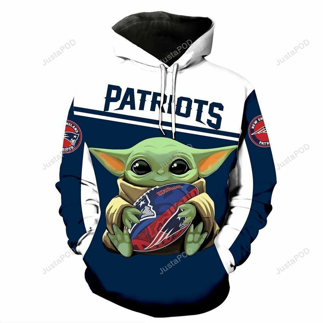 Official Baby Yoda Nfl New England Patriots For Unisex 3d All Over Print Hoodie