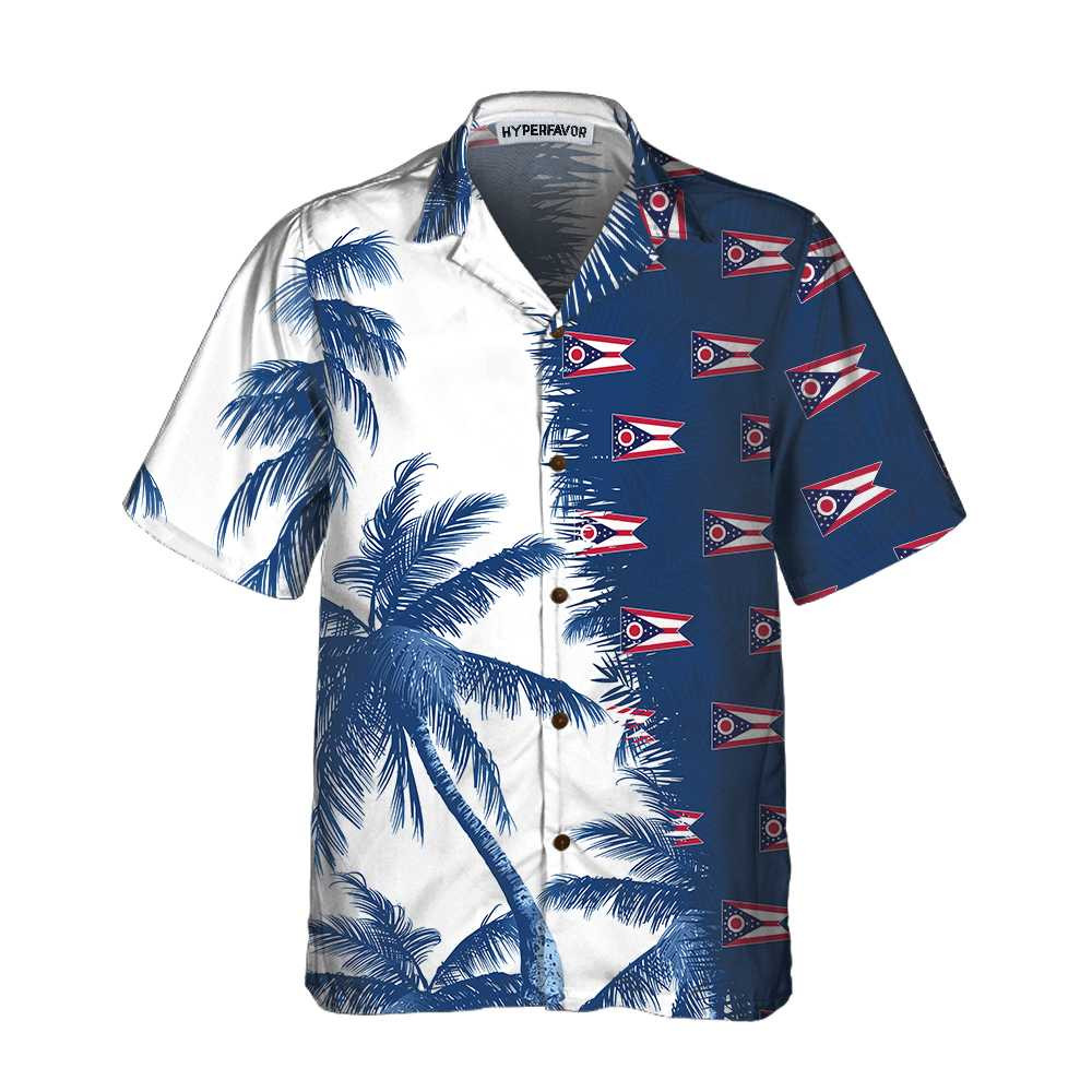 Ohio Flag And Palm Tree Ohio Hawaiian Shirt Ohio State Shirt Ohio Flag Gift For Men And Women