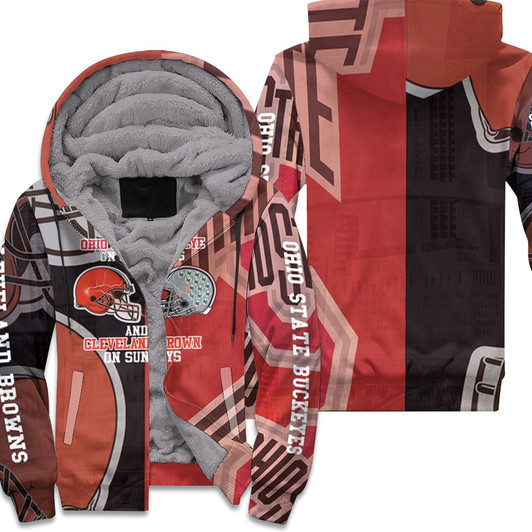 Ohio State Buckeye On Saturdays Cleverland Brown On Sundays 3D Fleece Hoodie