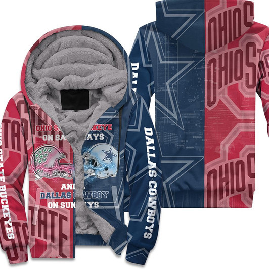 Ohio State Buckeye On Saturdays Dallas Cowboy On Sundays Fan Fleece Hoodie