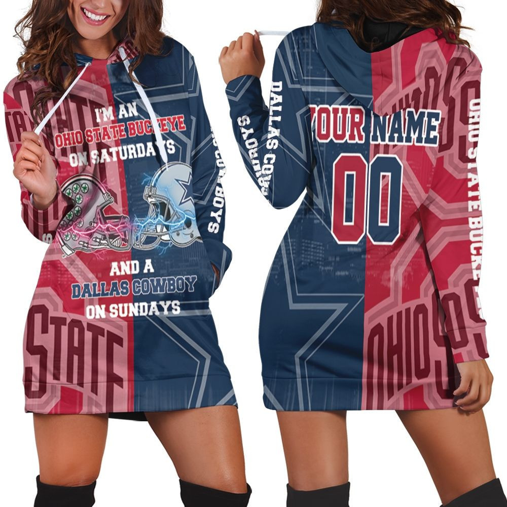 Ohio State Buckeye On Saturdays Dallas Cowboy On Sundays Fans Zip Personalized Hoodie Dress Sweater Dress Sweatshirt Dress