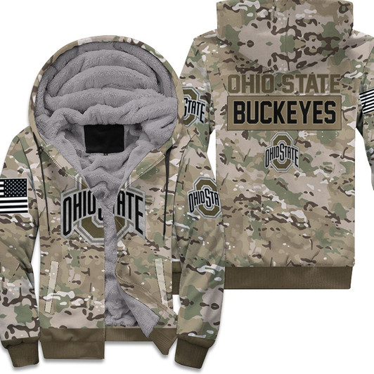 Ohio State Buckeyes Camouflage Veteran 3D Fleece Hoodie