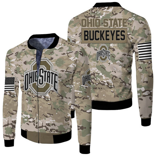 Ohio State Buckeyes Camouflage Veteran Fleece Bomber Jacket