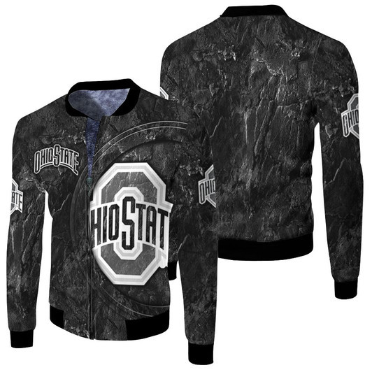 Ohio State Buckeyes Cracked Ground Fleece Bomber Jacket