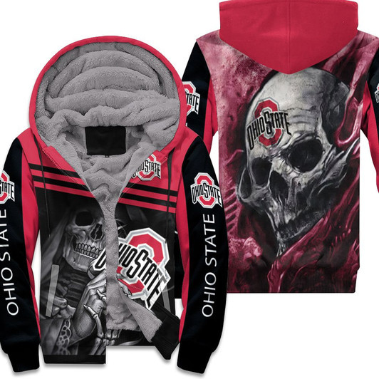 Ohio State Buckeyes Maiden Skull Fan 3D Fleece Hoodie