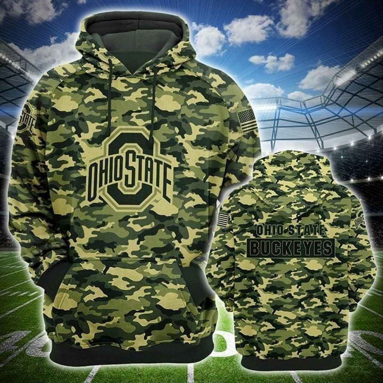 Ohio State Buckeyes Ncaa Camo 3d Hoodie For Men For Women All Over Printed Hoodie