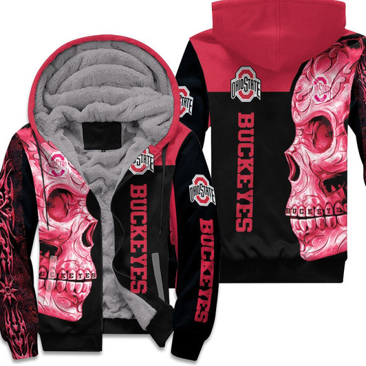 Ohio State Buckeyes Ncaa Skull 3D Fleece Hoodie