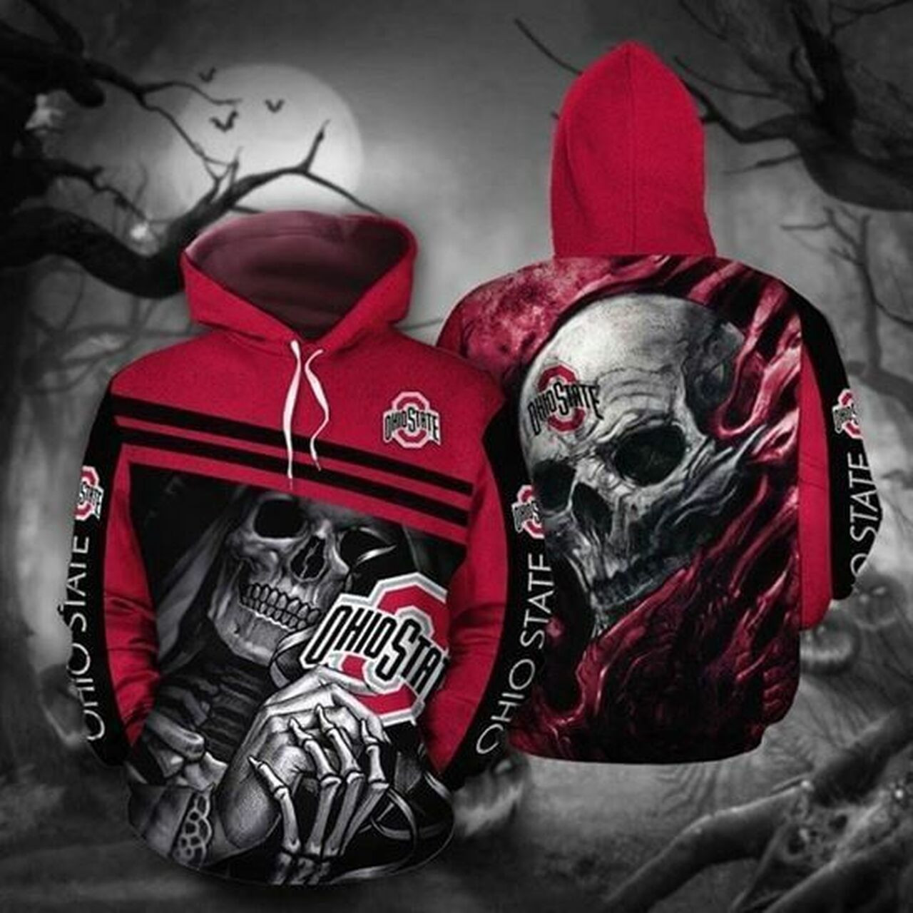 Ohio State Buckeyes Ncaa Skull 3d Hoodie For Men For Women All Over Printed Hoodie