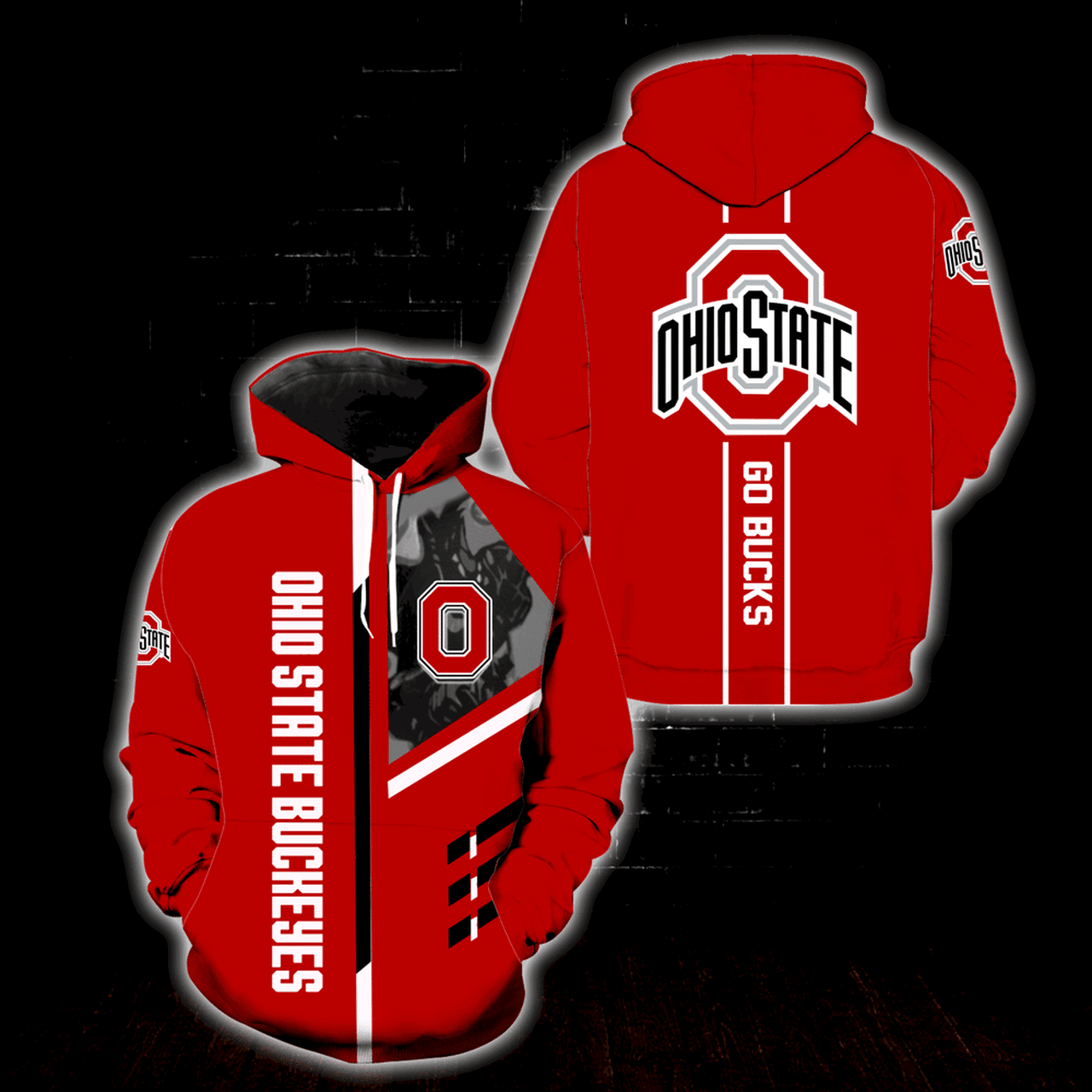 Ohio State Buckeyes New Full All Over Print Ipq1228 Hoodie Zipper