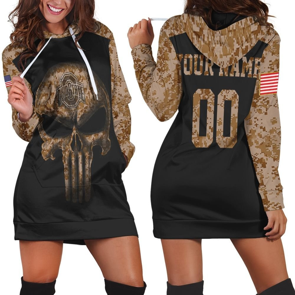 Ohio State Buckeyes Skull 3d Hoodie Dress Sweater Dress Sweatshirt Dress