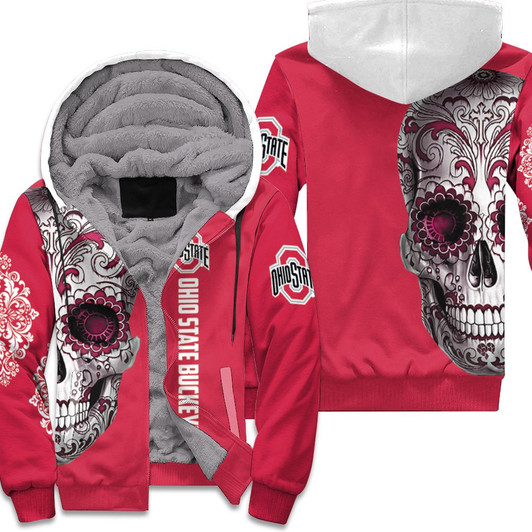 Ohio State Buckeyes Sugar Skull 3D Fleece Hoodie