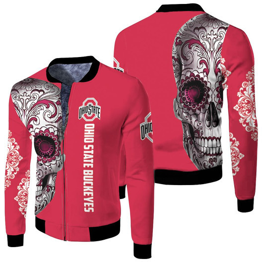 Ohio State Buckeyes Sugar Skull Fleece Bomber Jacket