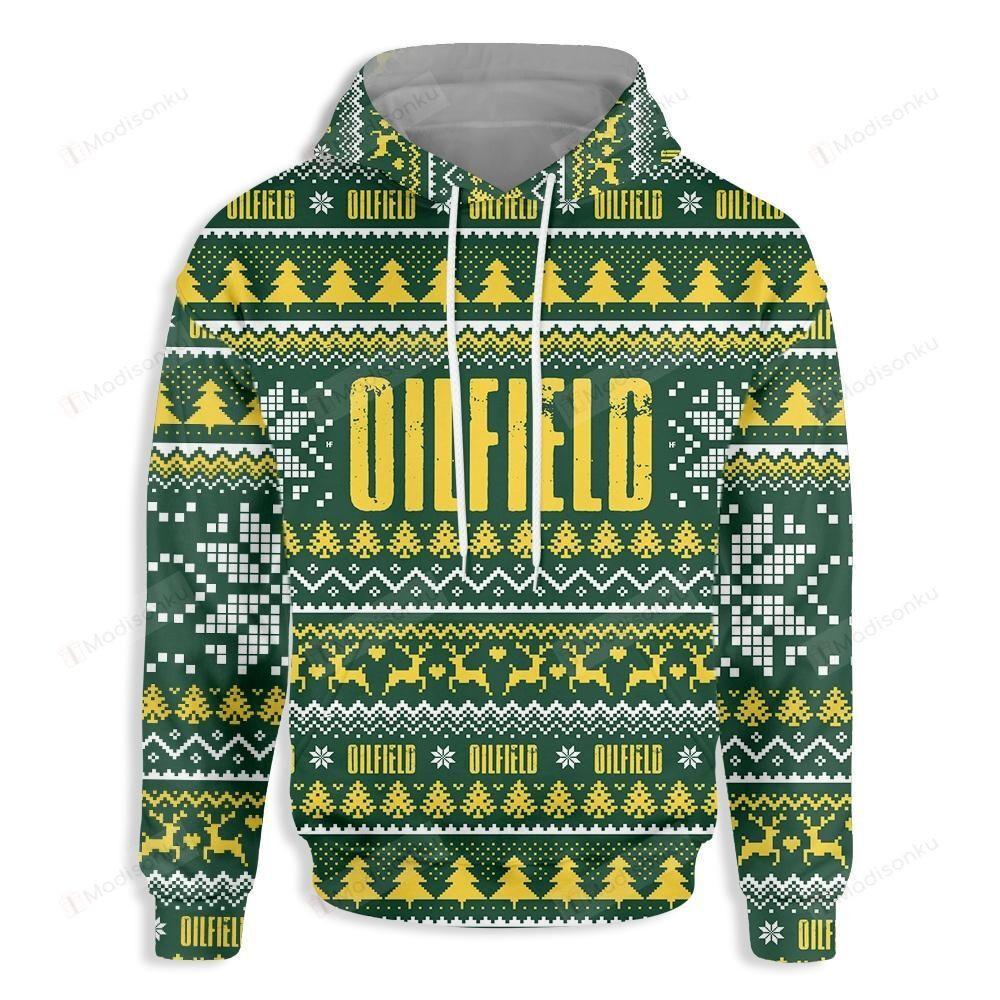 Oilfield Happy Christmas For Unisex 3D All Over Print Hoodie