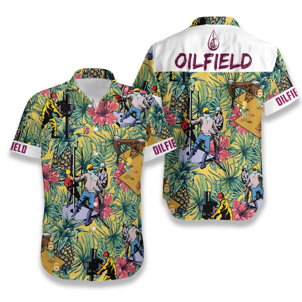 Oilfield Pineapple Seamless Pattern Hawaiian Shirt for Men and Women