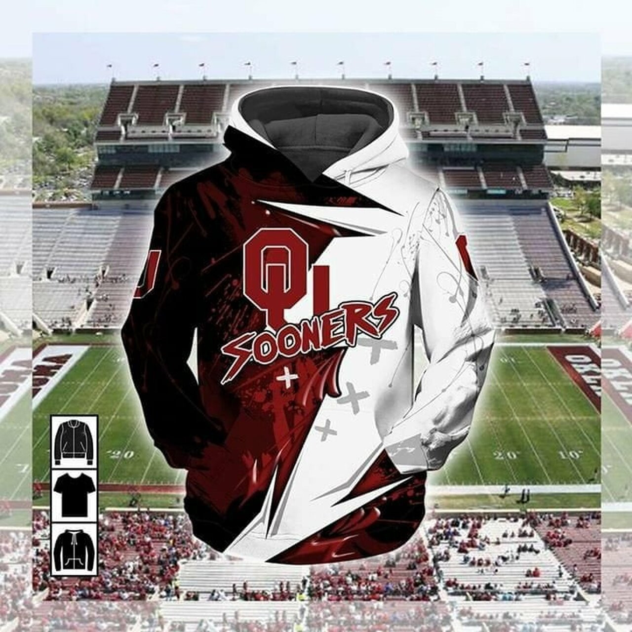 Oklahoma Sooners 3d All Over Print Hoodie